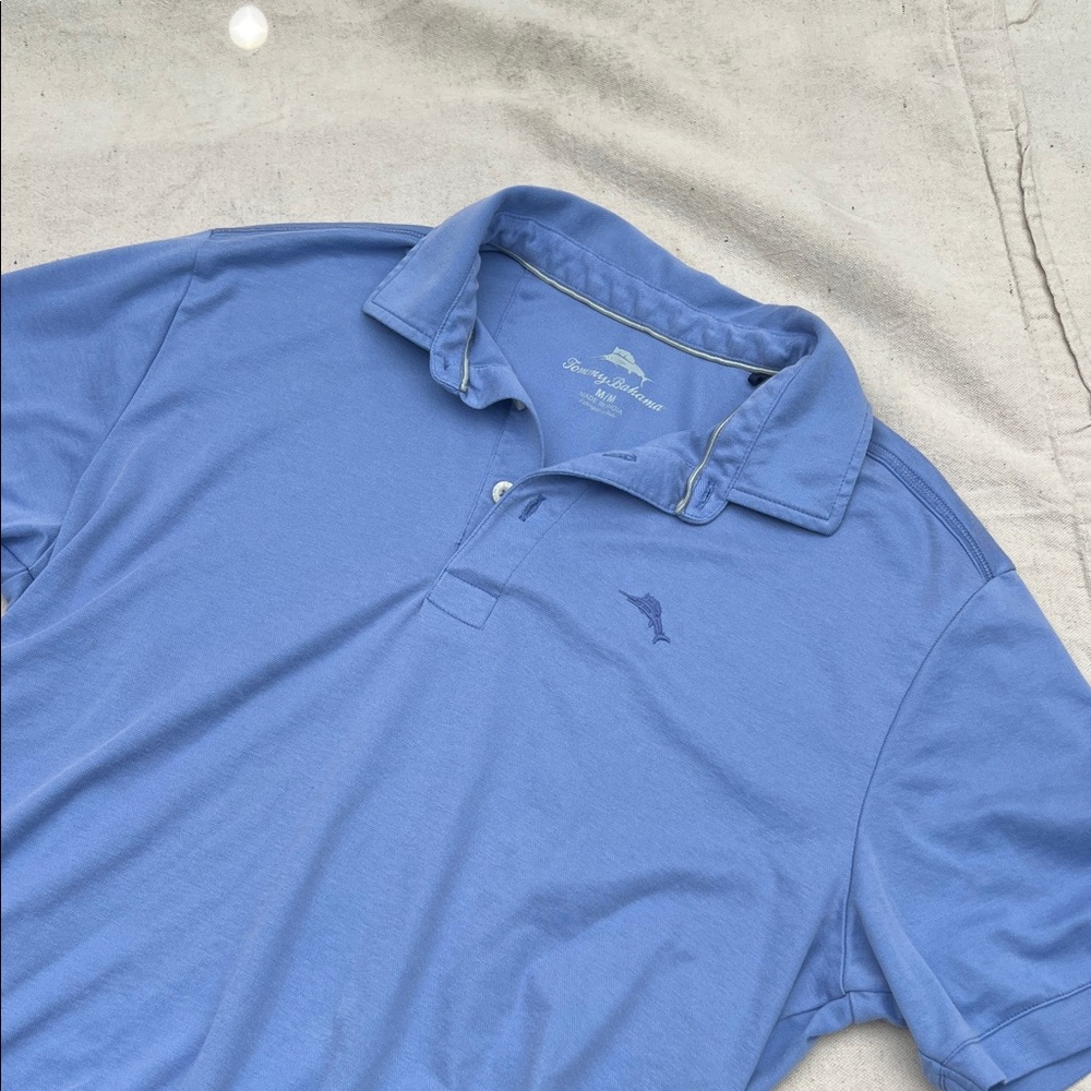 Tommy Bahama Light Blue Polo with Embroidered Marlin